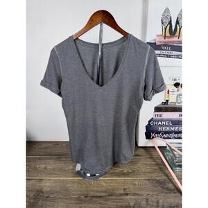 Lululemon Striped Black & White deep v short sleeve tee - Sz 8/M